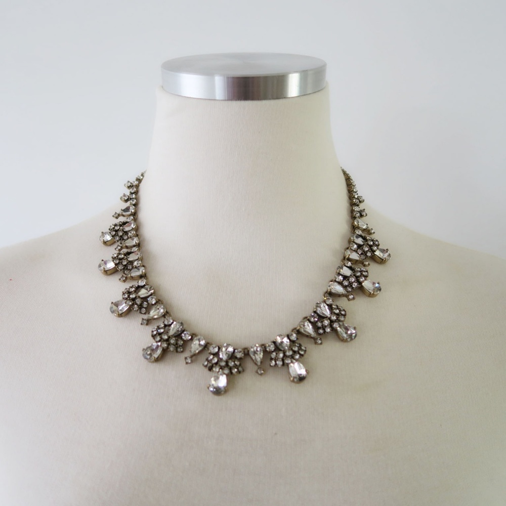 J.Crew Swarovski Crystal statement gold necklace